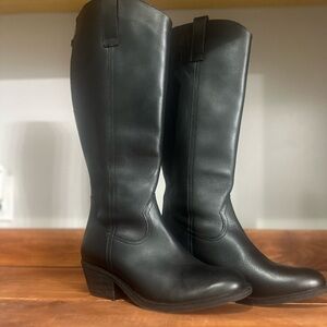 Sofft Black Heeled Leather Riding Boot